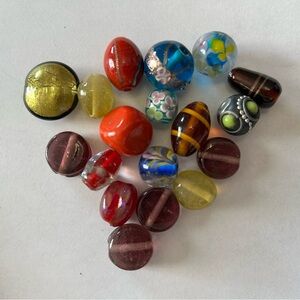 Lampwork and other glass beads lot of 18
